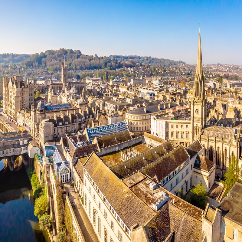 Aerial view of Pulteney bridge in Bath, England Köln_Stadt